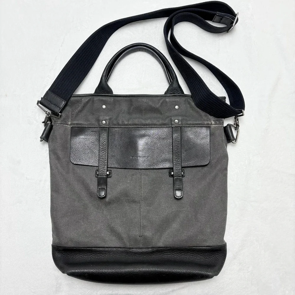 Timbuk2 Distilled Waxed Canvas & Leather Messenger Crossbody Grunge Minimalist